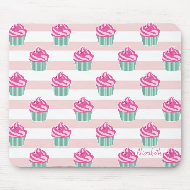 Mousepad Cupcakes Adoráveis, Stripes - Personalizadas (Frente)