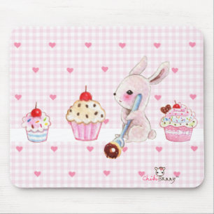 Mousepad Cupcakes bonitos do coelho e do kawaii