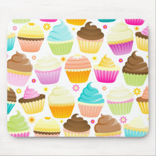 Mousepad Cupcakes coloridos (brancos)