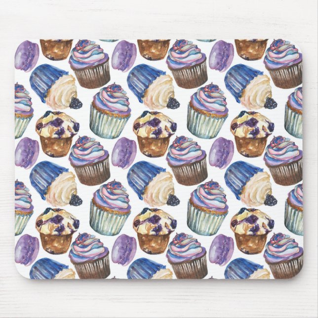 Mousepad Cupcakes de aquarela (Frente)