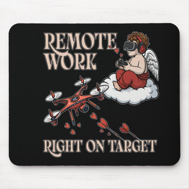 Mousepad Cupid Remote Work, Valentine’s Day (Frente)