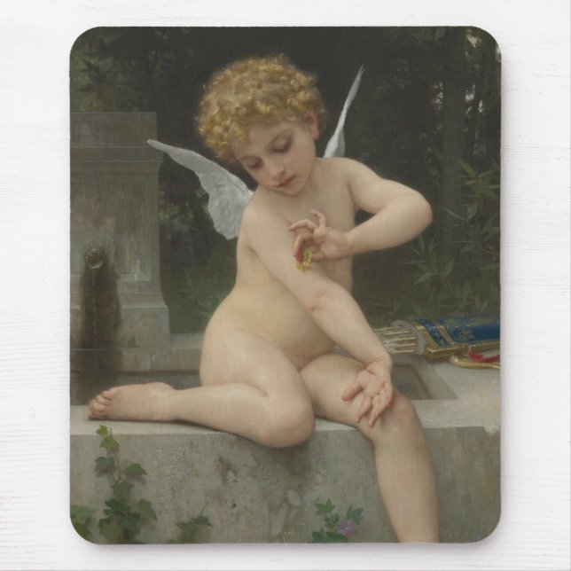 Mousepad Cupido com borboleta (por Bouguereau) (Frente)