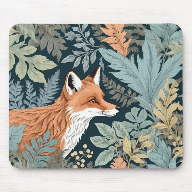 Mousepad Curiosa Fox Fern deixa William Morris inspirado (Frente)