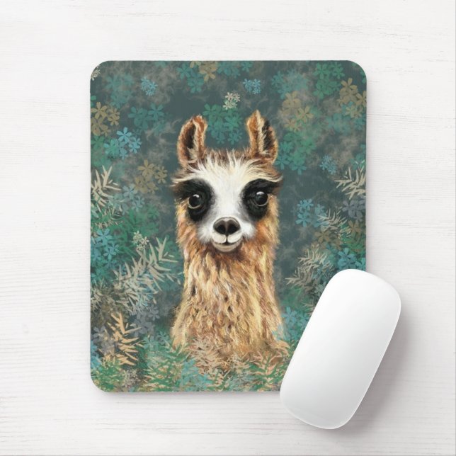 Mousepad Curioso Bebê Llama - Fofo (Com mouse)