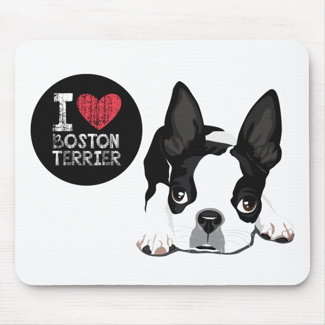 Mousepad Curioso Boston Terrier Mãe Filha Engraçada (Frente)