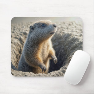 Mousepad Curioso Groundhog em Buraco