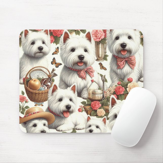 Mousepad Curioso Terrier Branco da Highlândia Ocidental, se (Com mouse)