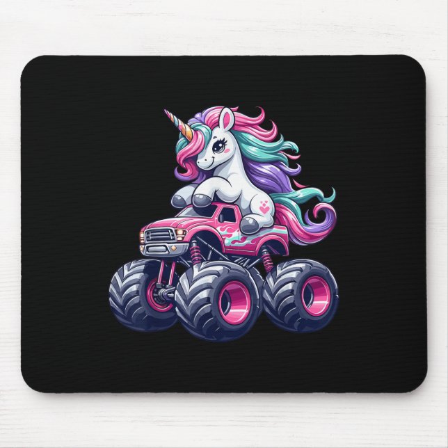 Mousepad Curioso Unicórnio Que Dirige Um Monstro Rosa (Frente)