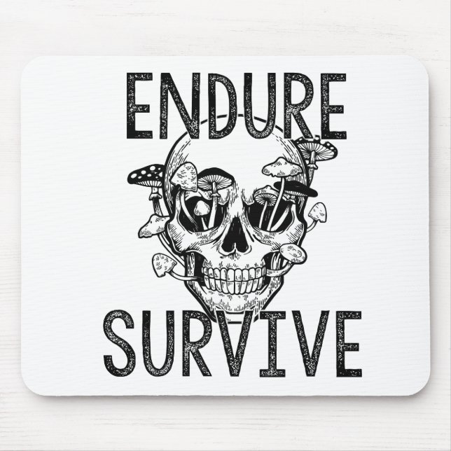 Mousepad Curva e sobreviva o crânio com cogumelos (Frente)