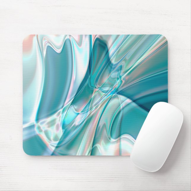 Mousepad Curvas amassadas em tons claros de azul e rosa (Com mouse)