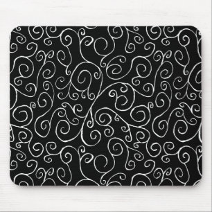 Mousepad Curvas de Rolagem Brancas em Preto