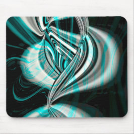 Mousepad Curvas onduladas prateadas sob fumaça verde ciano