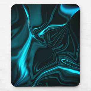Mousepad Curvas ou ondulações ciano sobre fundo escuro