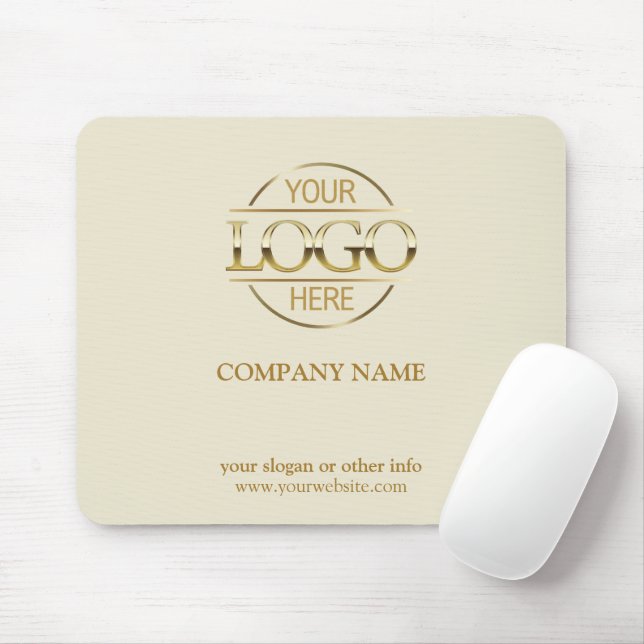 Mousepad Custom Beige Promotional Company Business Logo (Com mouse)