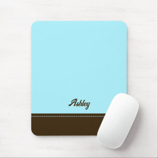 Mousepad Custom blue brown personalized preppy stylish chic