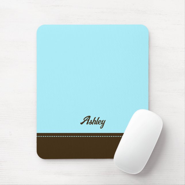 Mousepad Custom blue brown personalized preppy stylish chic (Com mouse)