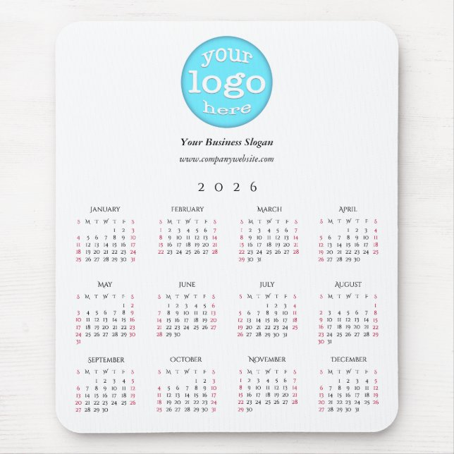 Mousepad Custom Company Business Logo Office 2026 Calendar (Frente)