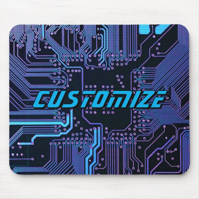 Mousepad Custom Cyber Blue PCB Circuit Board Tech Art (Frente)