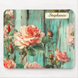 Mousepad Custom Distressed Turquoise Rose