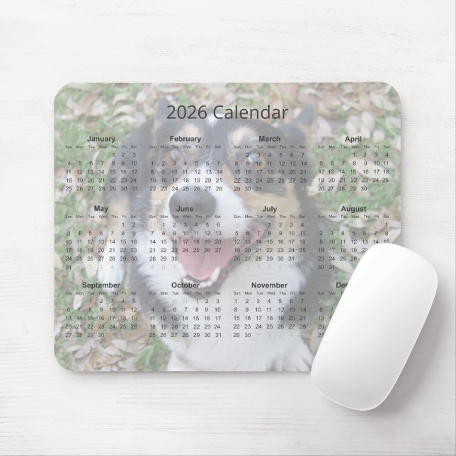 Mousepad Custom Dog Photo Cute Pet 2026 Calendar Magnet (Com mouse)