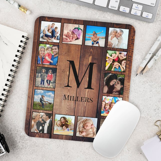 Mousepad Custom Family Photo Collage Reclaimed Wood (Criador carregado)