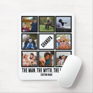 Mousepad Custom Grandpa the man myth legend 8 Photo Collage