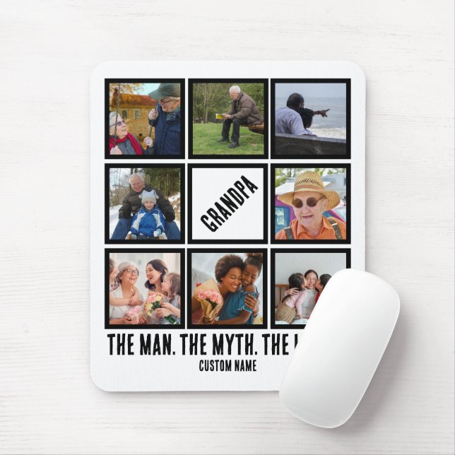 Mousepad Custom Grandpa the man myth legend 8 Photo Collage (Com mouse)