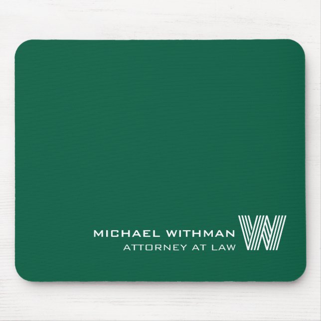 Mousepad Custom GREEN Monogram, Name & Profession  (Frente)