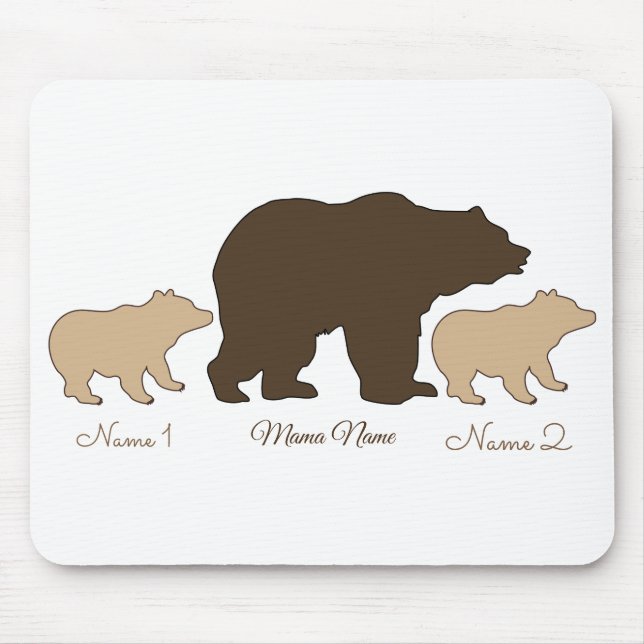 Mousepad Custom Mama Bear With 2 Kid Names Mothers Day Gift (Frente)