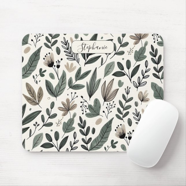 Mousepad Custom Modern Botanical Office Pattern (Com mouse)