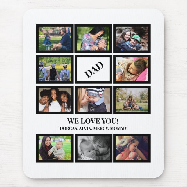 Mousepad Custom Modern Dad Fathers Day 11 Photo Collage  (Frente)