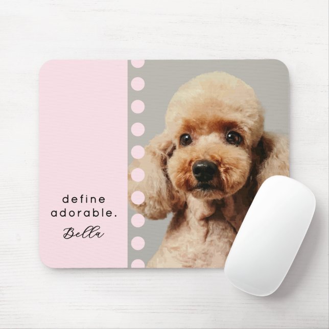 Mousepad Custom Name Dog Funny Saying Photo Pastel Pink (Com mouse)