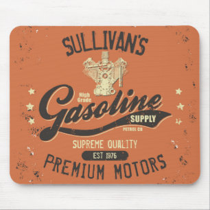 Mousepad Custom NAME Gasoline Motors Retro Mechanic Garage