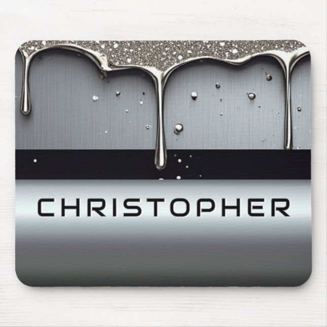 Mousepad Custom Name With Dripping Liquid Metal (Frente)