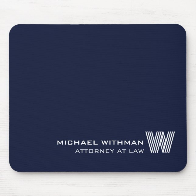Mousepad Custom NAVY BLUE LINE Monogram, Name & Profession  (Frente)