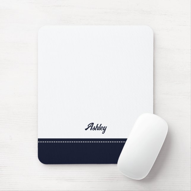 Mousepad Custom navy blue white personalized preppy stylish (Com mouse)