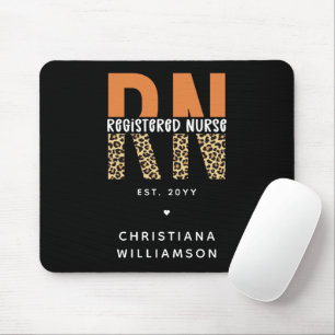Mousepad Custom RN Registered Nurse Leopard Typography