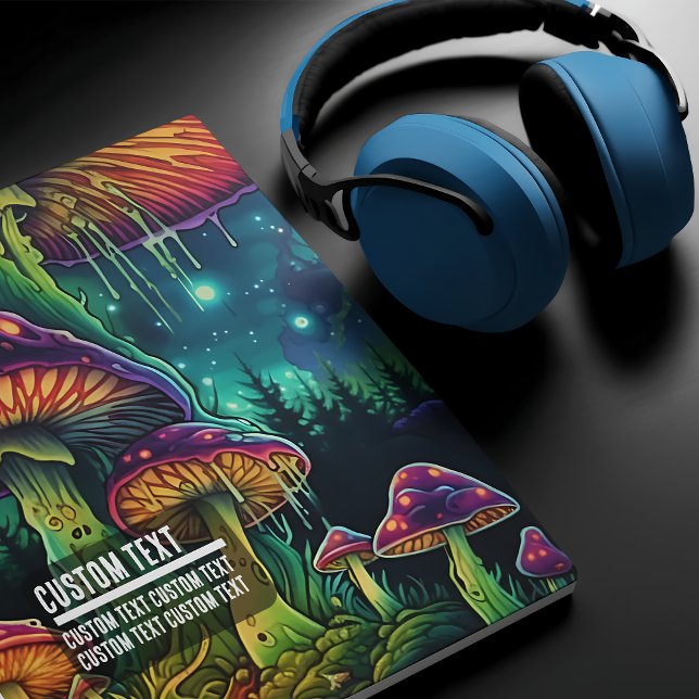 Mousepad Custom Text Glowing Psychedelic Mushroom Enchanted (Custom Text Glowing Psychedelic Mushroom Enchanted Mouse Pad)