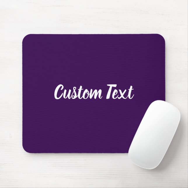 Mousepad Custom Text on Dark Purple with White Script (Com mouse)