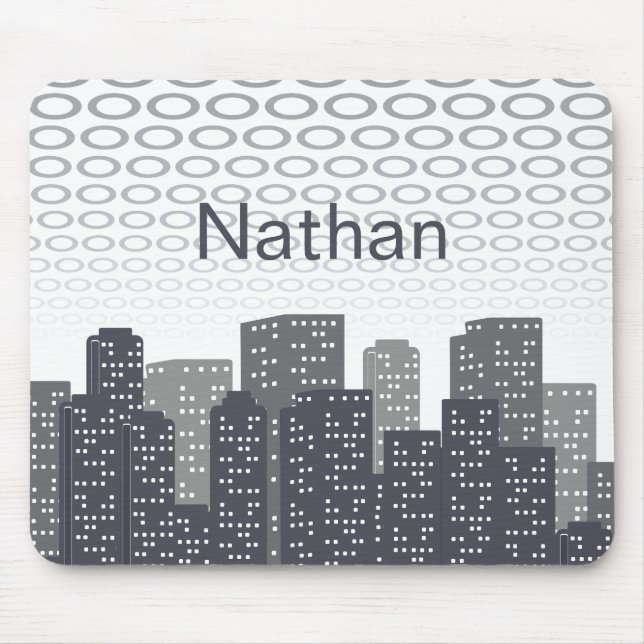 Mousepad Custom Urban Cityscape Shades of Grey Personalised (Frente)