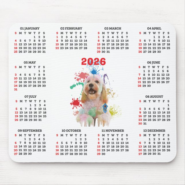 Mousepad Customisable Cute Cockapoo Dog Calendar  (Frente)