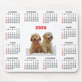 Mousepad Customisable Cute Golden Retriever Dog Calendar 