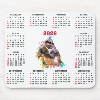 Mousepad Customisable Cute Pittie Dog Calendar  
