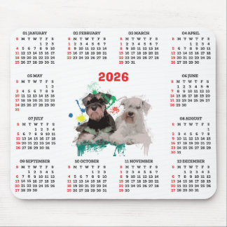 Mousepad Customisable Cute Schnauzer Dog Calendar
