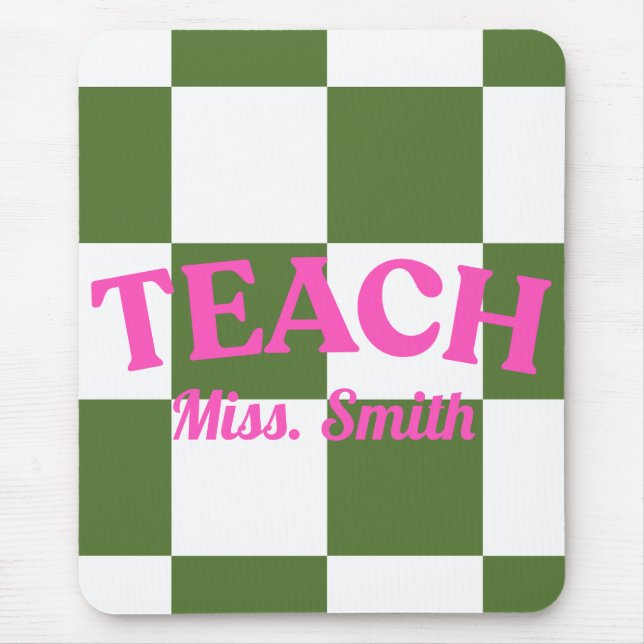 Mousepad Customizable Green Checkered Teacher Clipboard  (Frente)