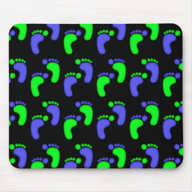 Mousepad Customizável azul dos pés dos doces (Frente)