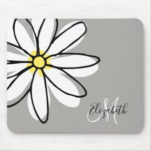 Mousepad Cuta Daisy White Monograma Desenhada