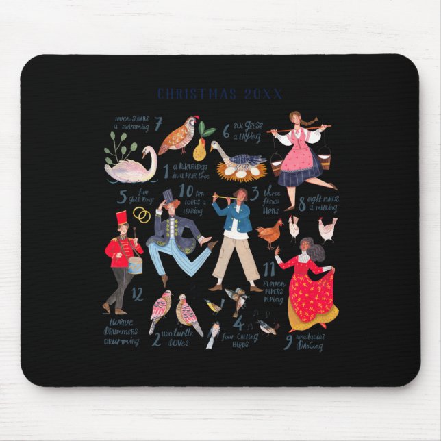 Mousepad Cute 12 Days Of Christmas Clic Traditional  (Frente)