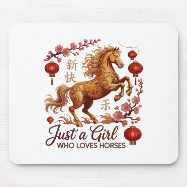 Mousepad Cute 2026 Just Girl Who Loves Horses Zodiac Life F (Frente)