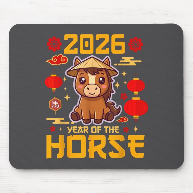 Mousepad Cute 2026 Year Of The Horse Happy Chinese New Year (Frente)